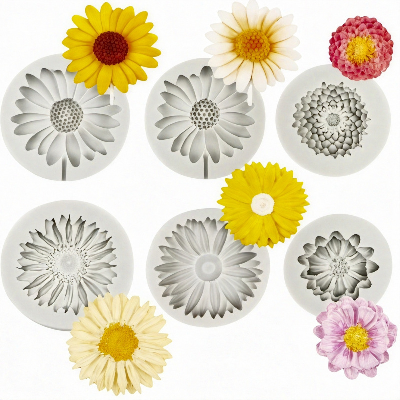 Resin Craft Ideas - 6개, 해바라기 데이지 실리콘 몰드, 3D