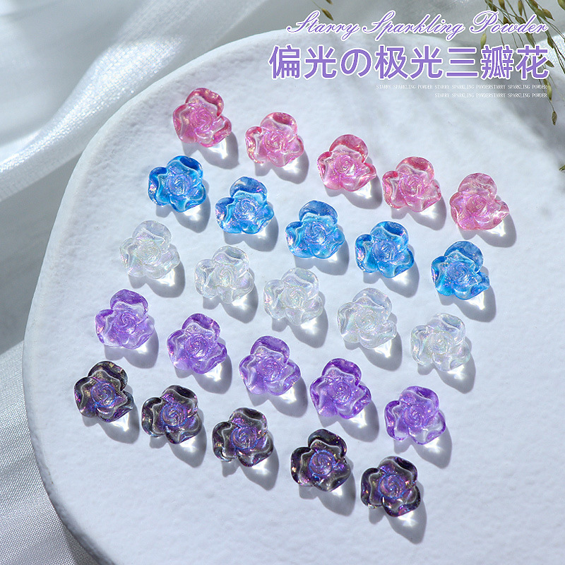 Resin Glitter Pack - 50개/팩, 10x10mm 크기의 섬세한 글리터, 카멜리아,