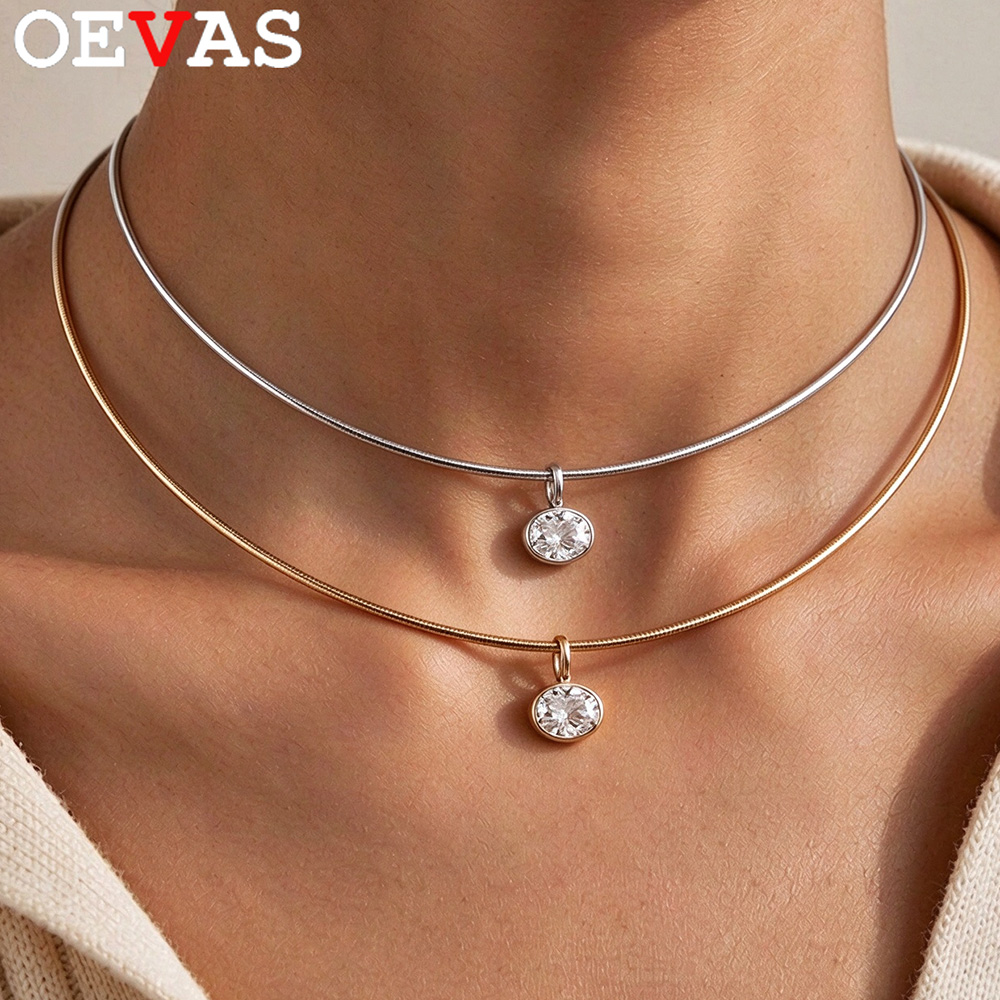 Bezels Set Pendant - OEVAS 2-4캐럿 동서양 스타일의 타원형 컷