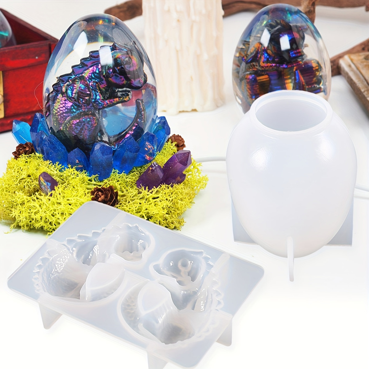 Resin Craft Ideas - 실리콘 드래곤 에그 몰드, 2개 세트,